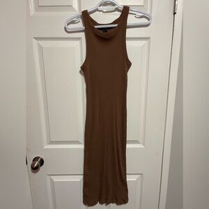 Brown halter long tight dress
